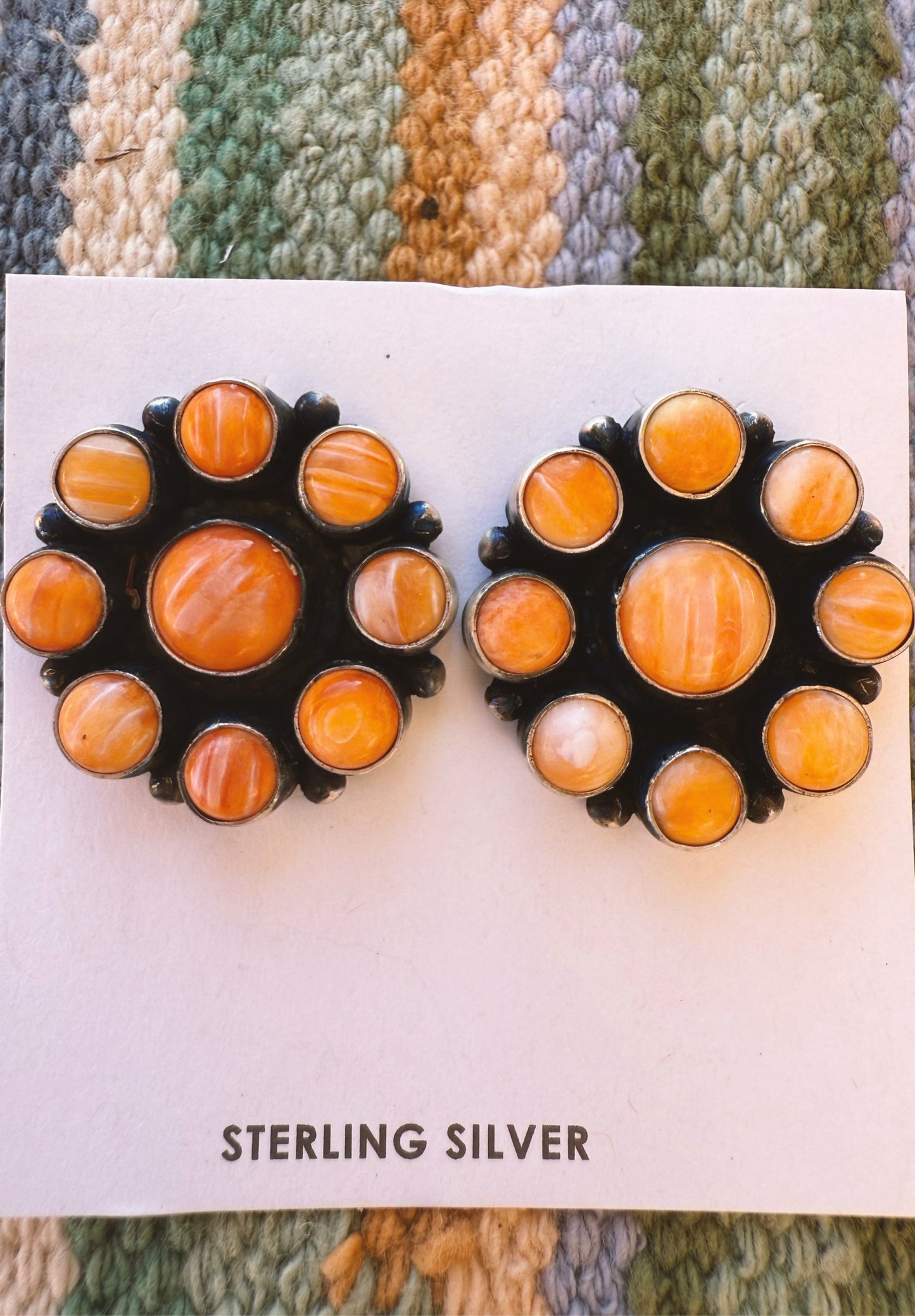 Orange Spiny Oyster Cluster Earrings
