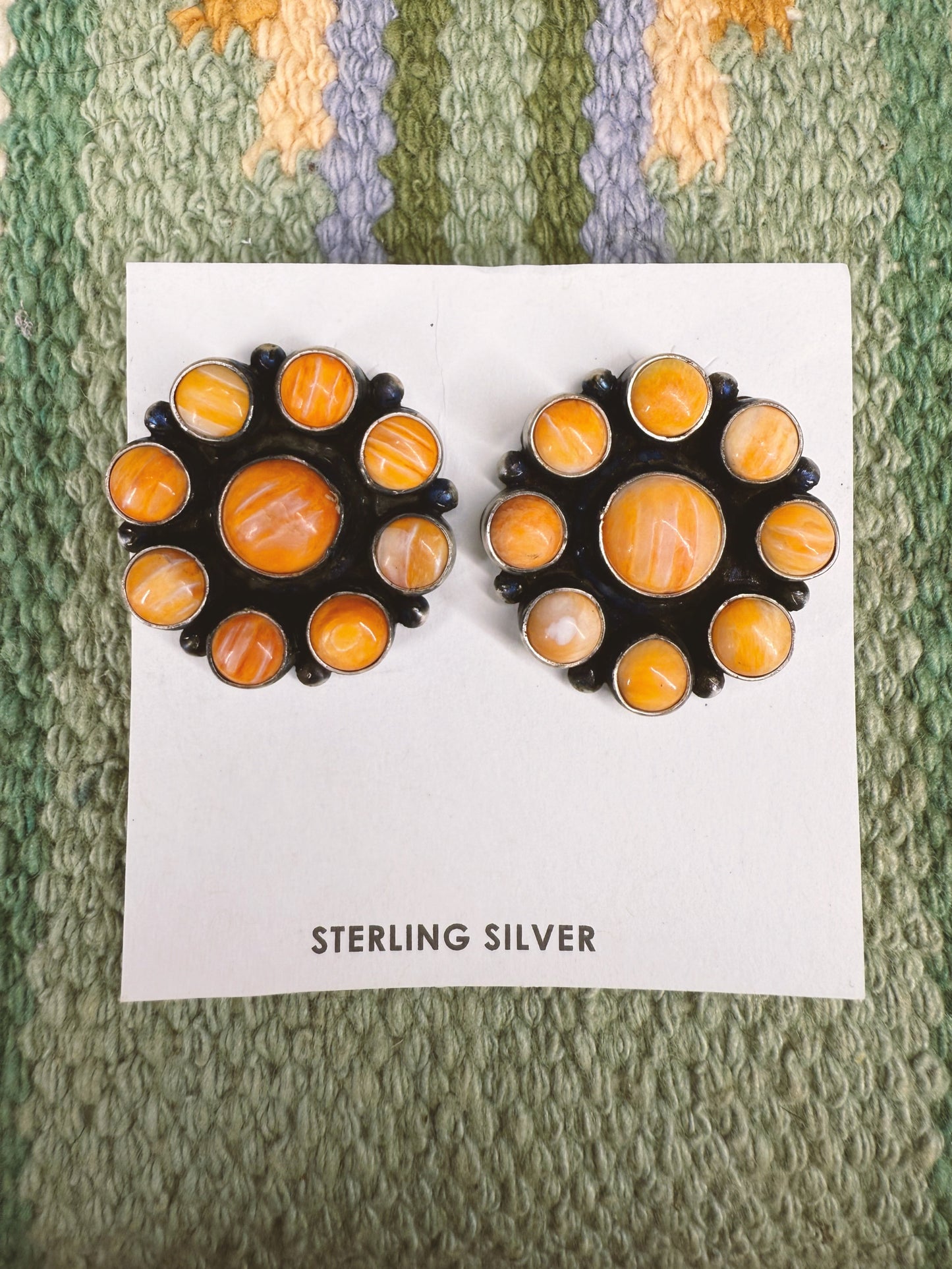 Orange Spiny Oyster Cluster Earrings