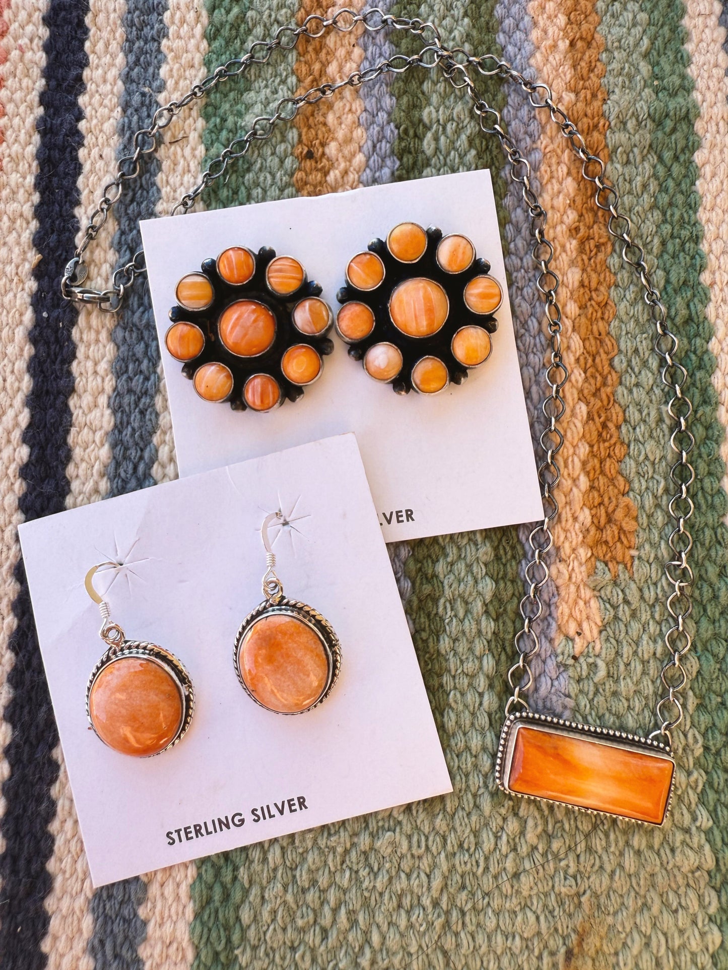 Orange Spiny Oyster Cluster Earrings