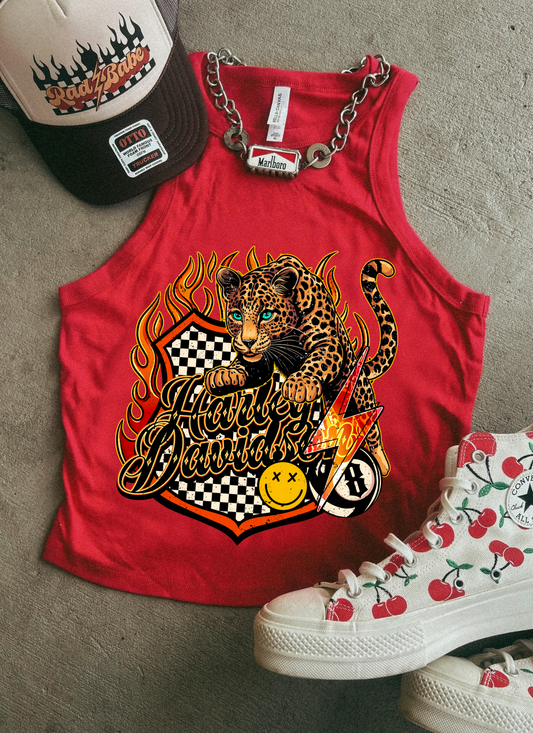 HD Leopard Ribbed Racer Tank