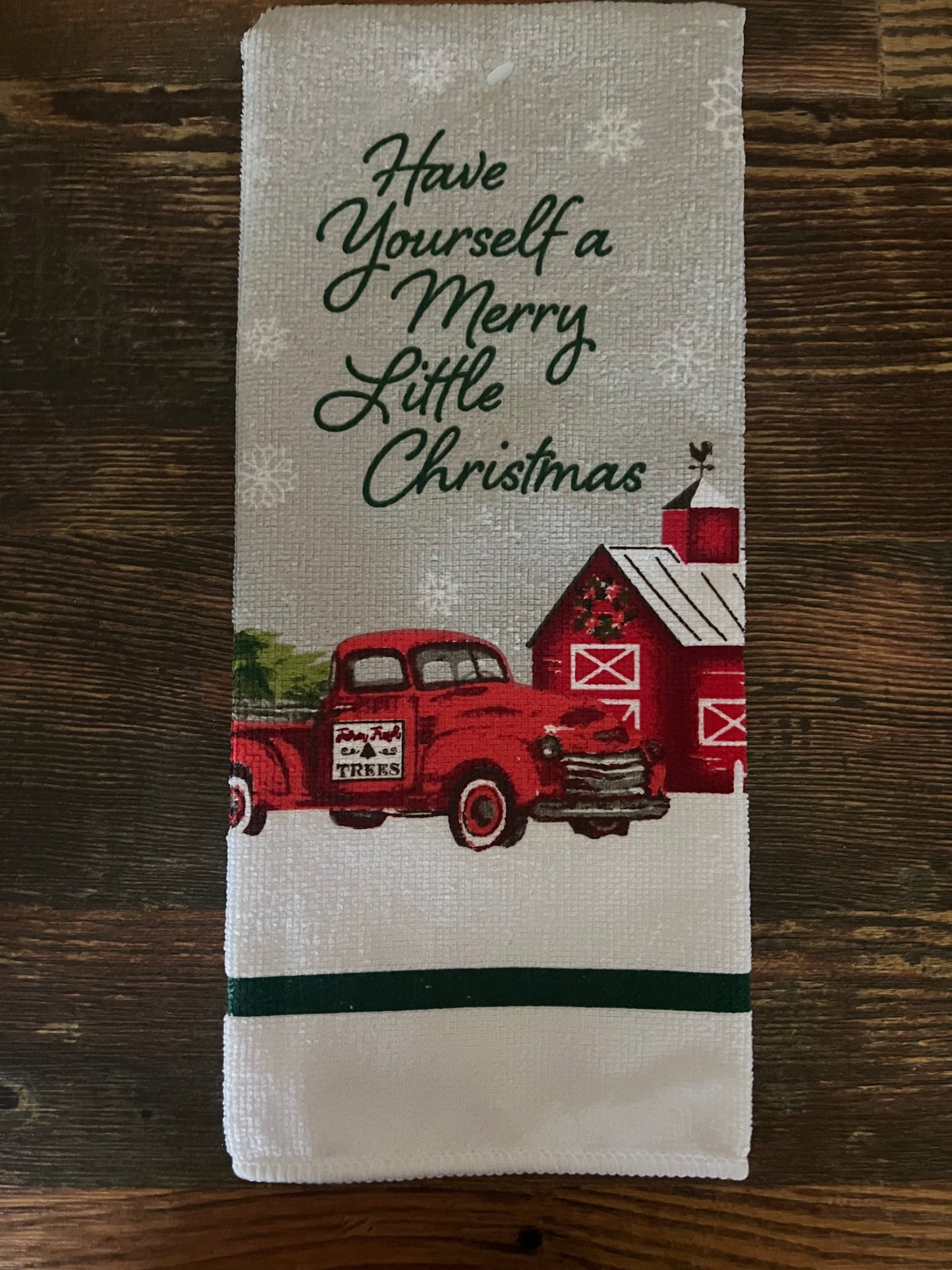 Red Truck and Barn Kitchen Towel