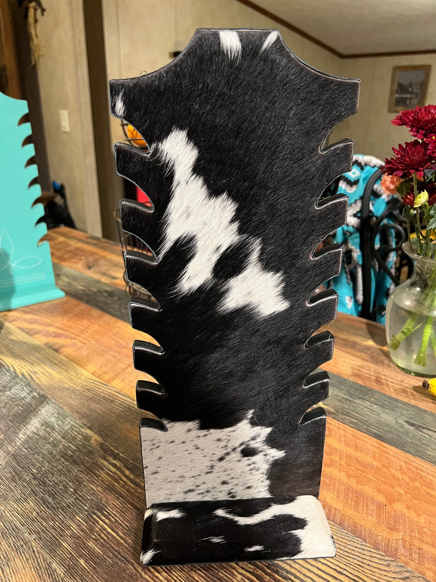 Black and White Cowhide 7 necklace holder