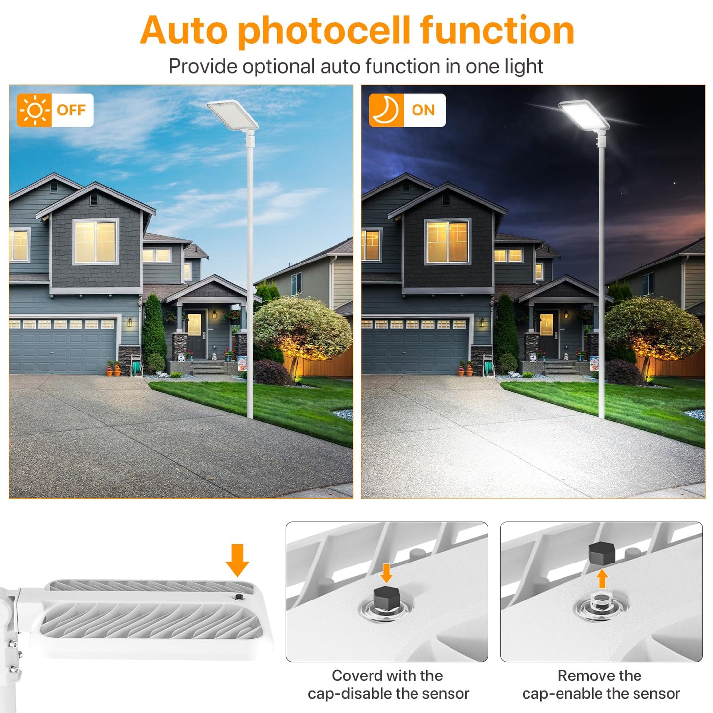 300W Hard Wire LED Street/Parking Lot Light, 45000LM Commercial Lighting with Slip Fitter Mount,IP65 5000K Dusk to Dawn Sensor