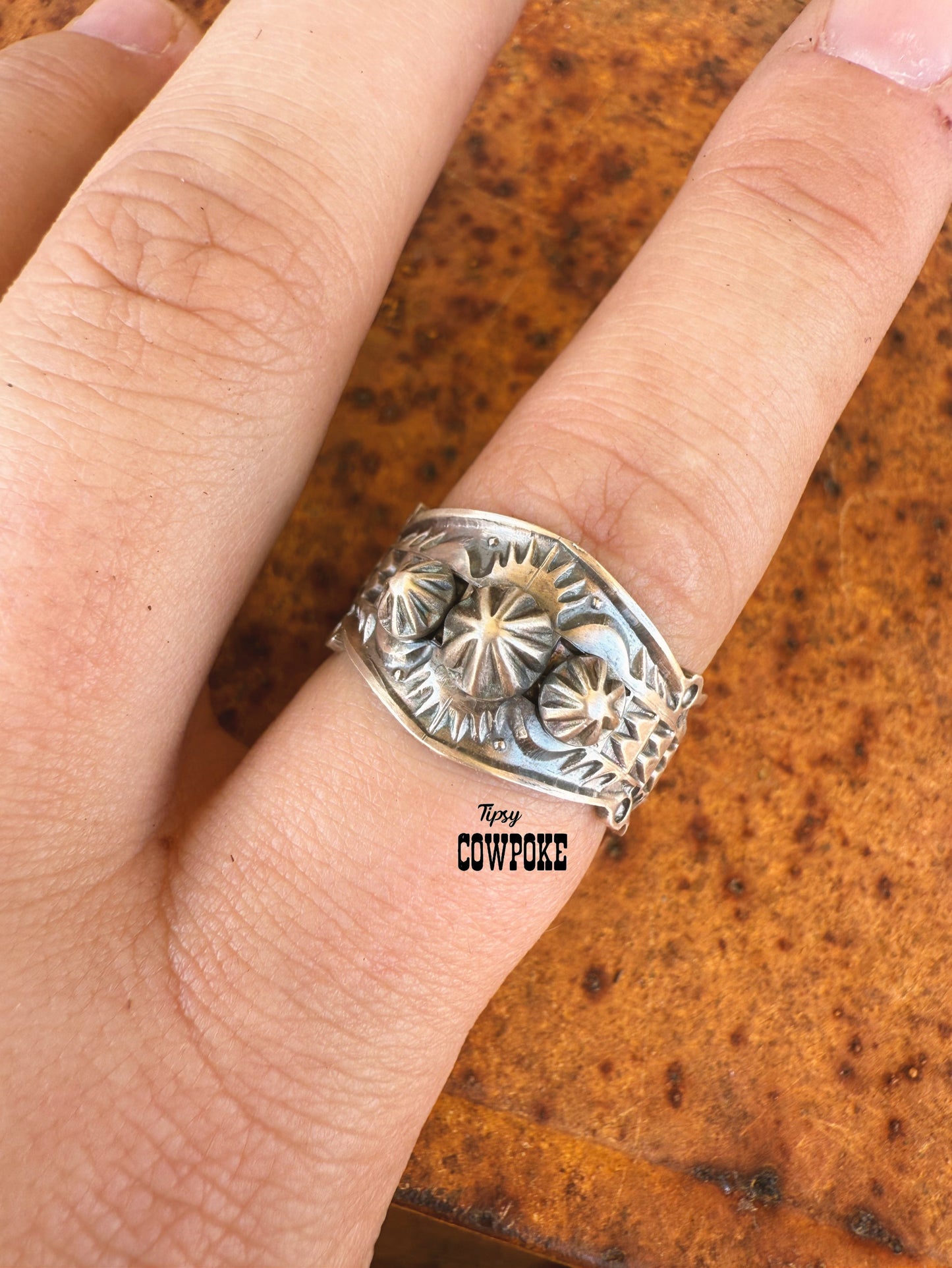 Sterling Starburst Stamped Size 10 Ring