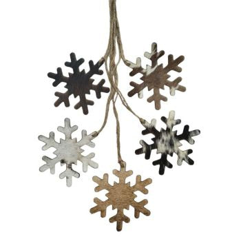 Snowflake cowhide ornament
