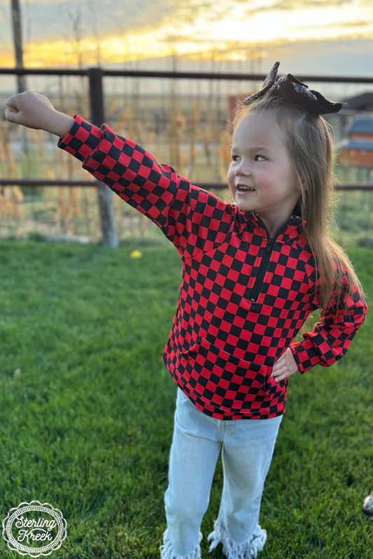 Mini Pep Rally pullover red and black