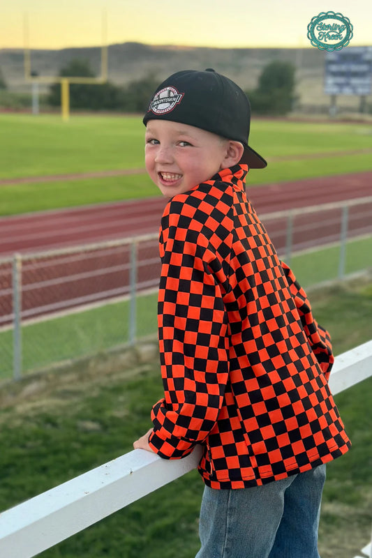 Mini Pep Rally pullover orange and black