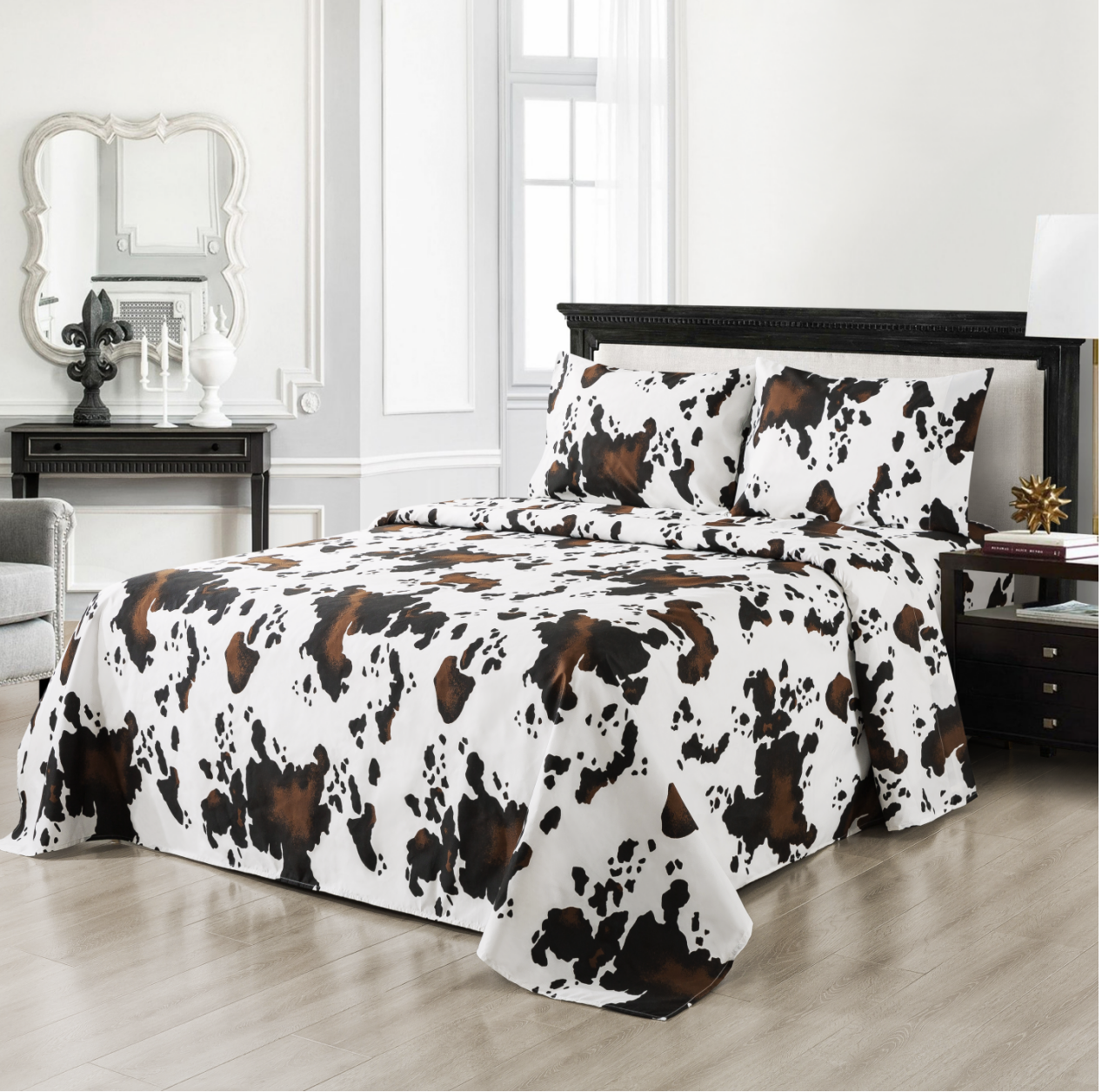 Cow Print 4 Piece Queen Sheet Sets