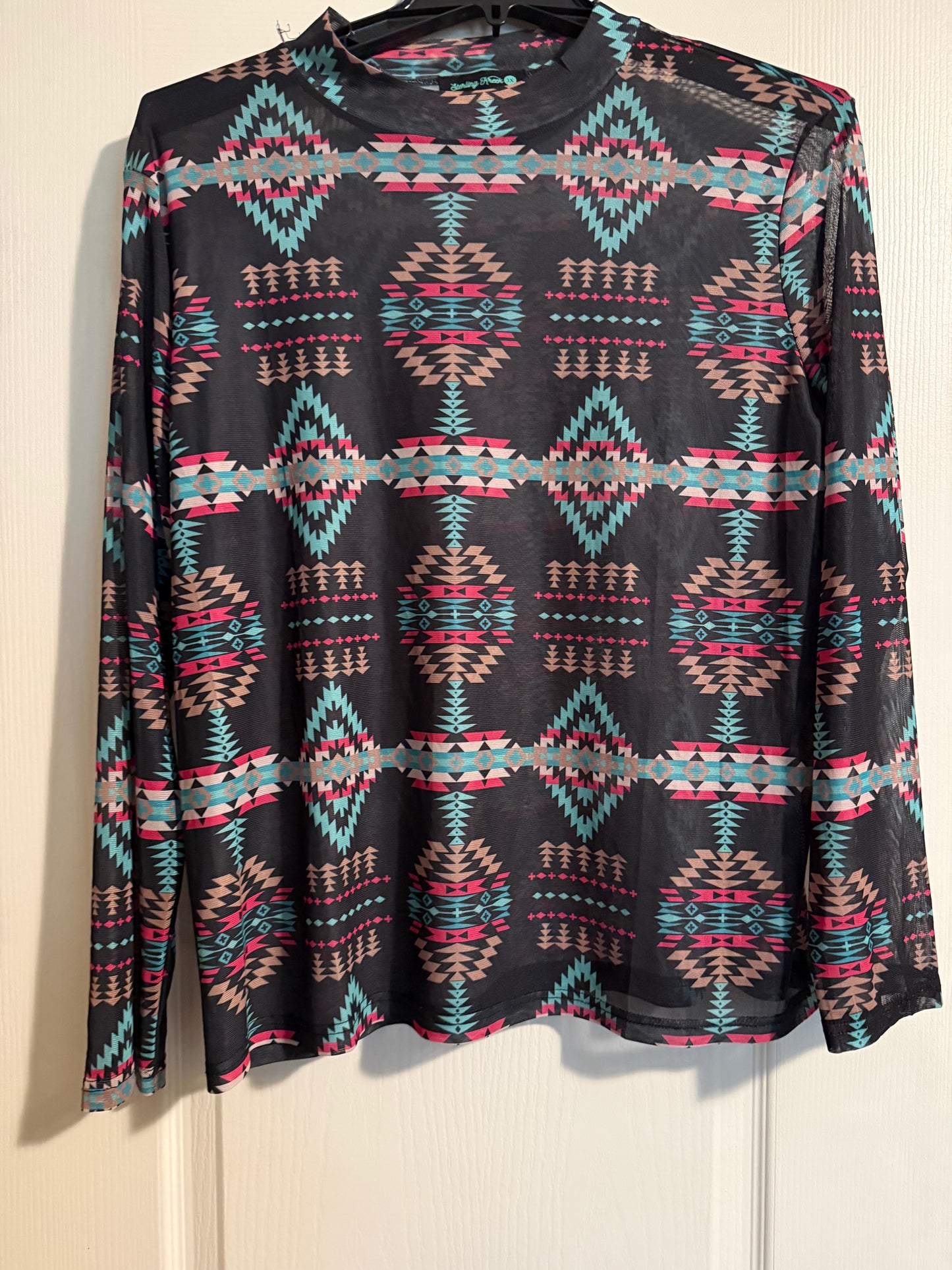 Black Aztec Mesh Top RTS