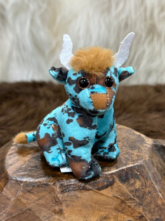 Turquoise Highland Cow mini Farm Pal 4”