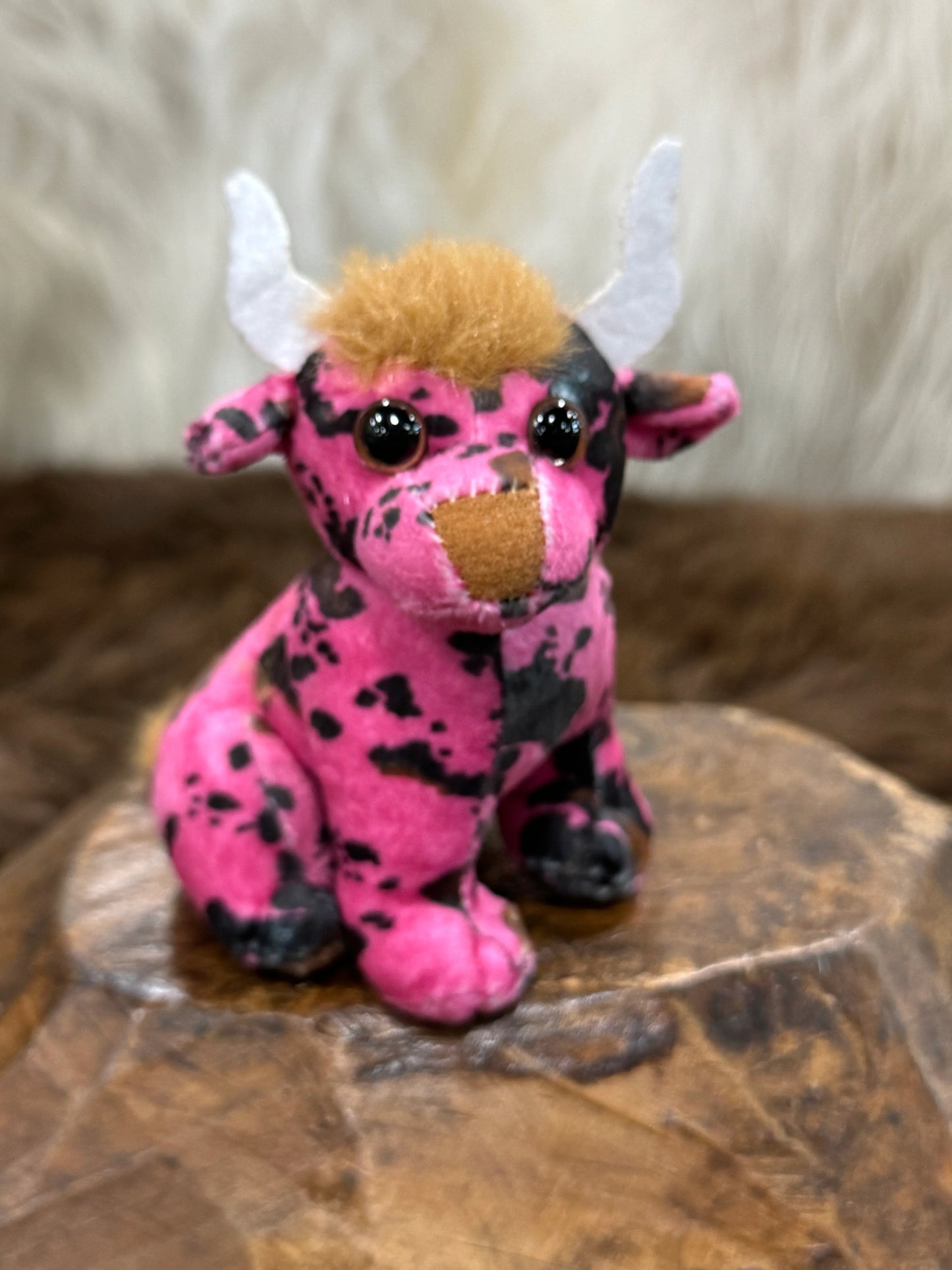 Pink Highland Cow mini Farm Pal 4”