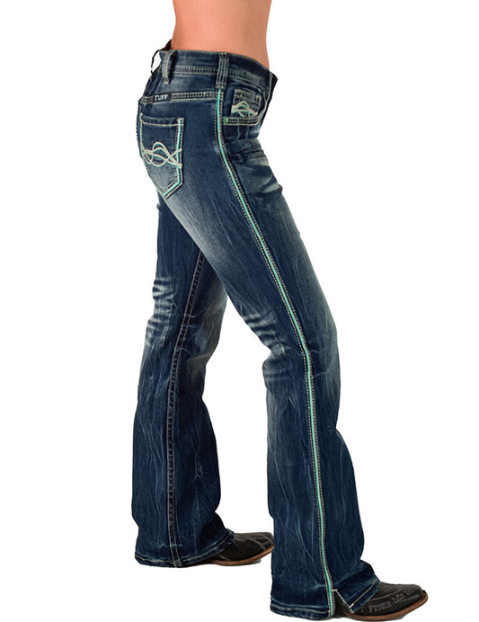Twisted Turquoise Cowgirl Tuff Jeans