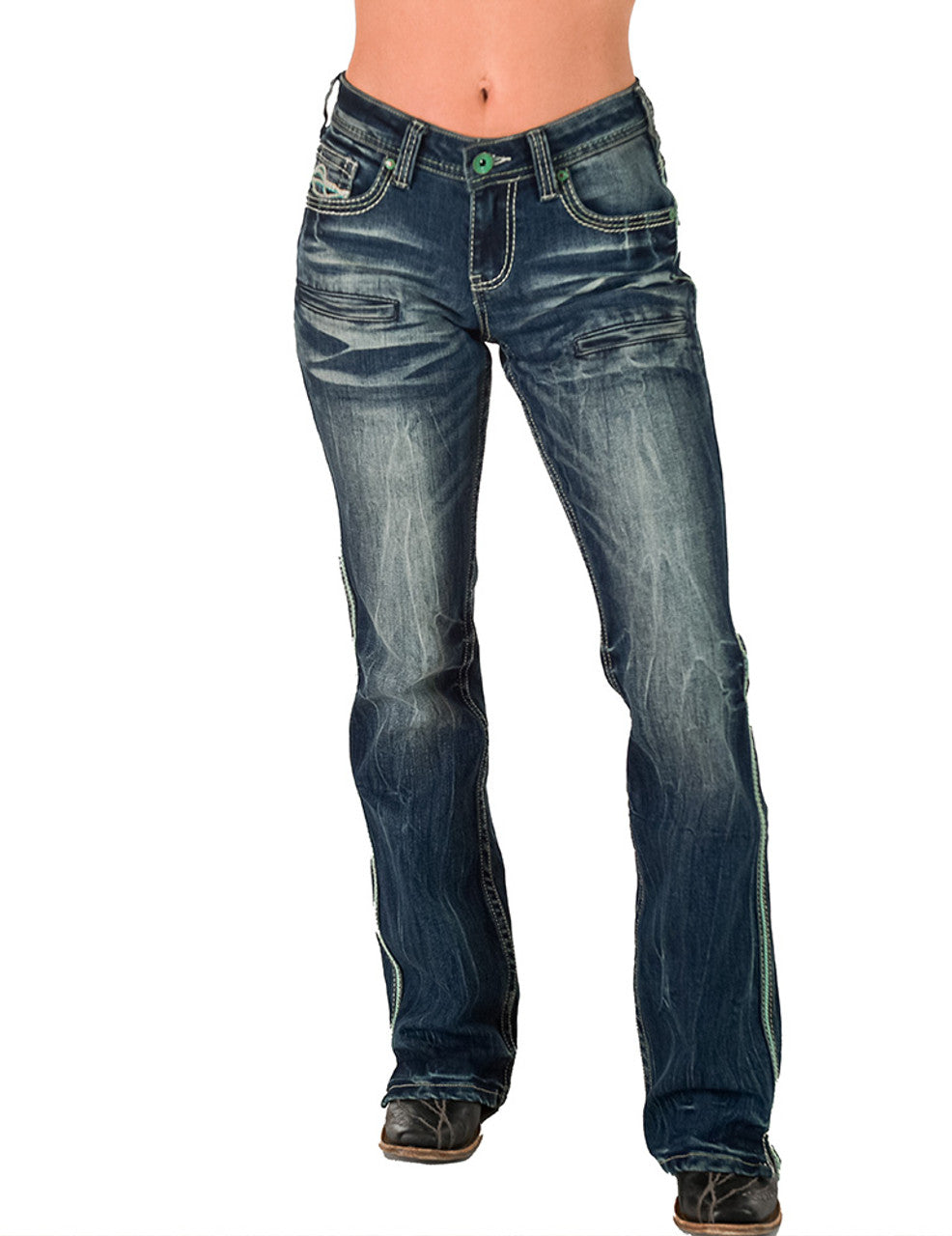 Twisted Turquoise Cowgirl Tuff Jeans