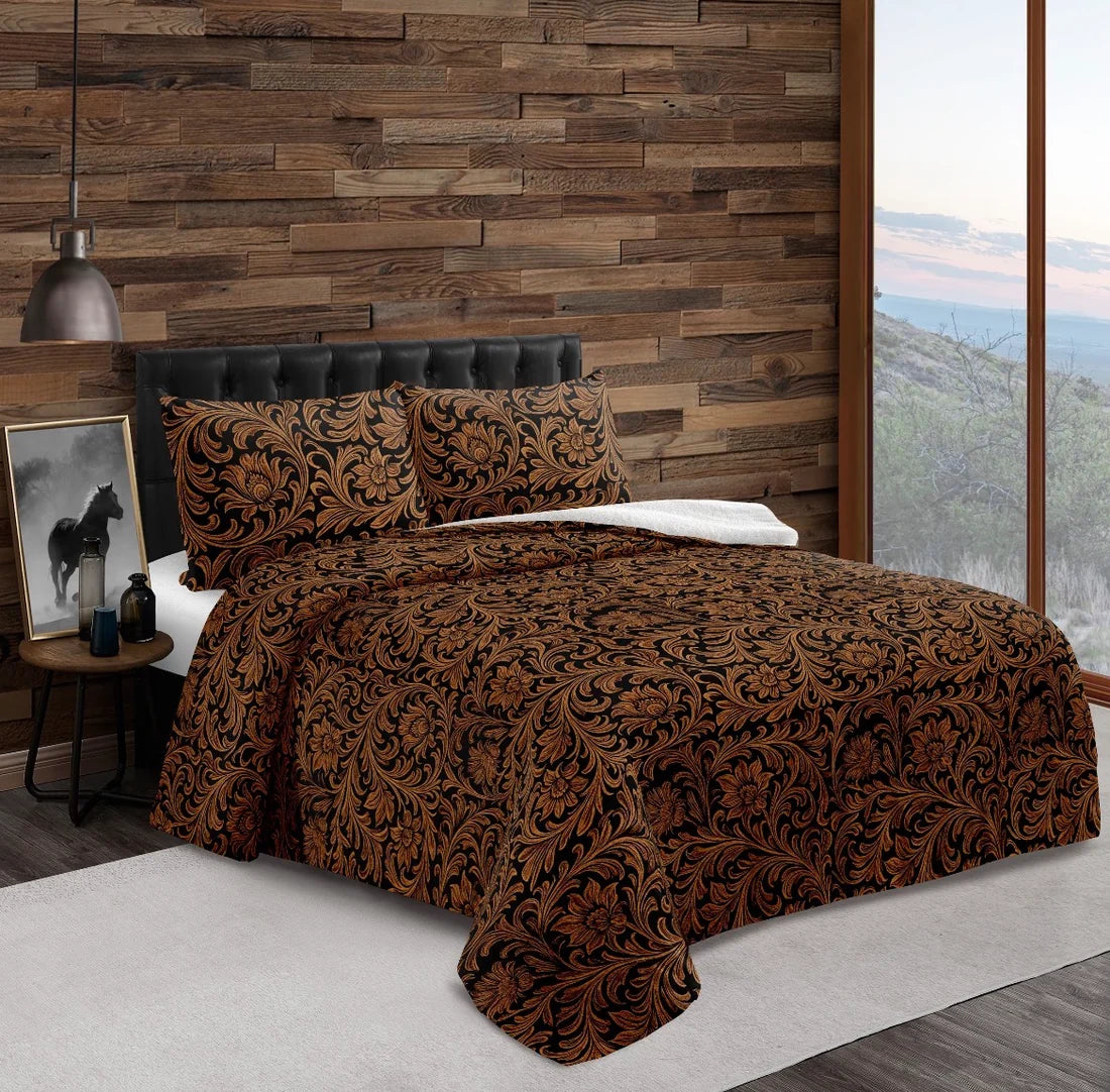 SADDLE VINE 3PC SHERPA BLANKET Queen