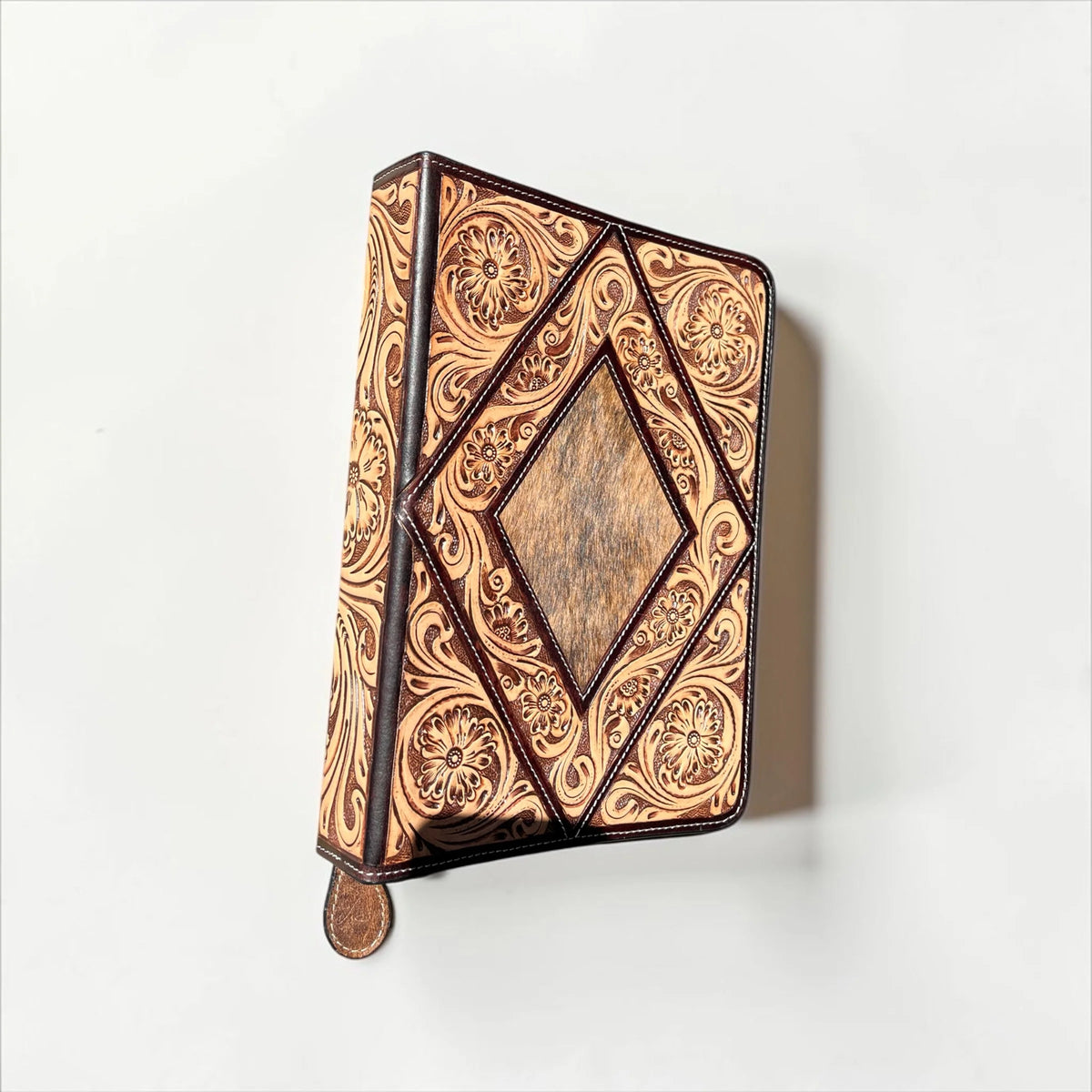 DIAMOND COWHIDE & TOOLED LEATHER BIBLE COVER