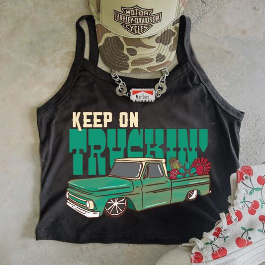 Keep on Truckin Micro rib Spaghetti Strap Tank
