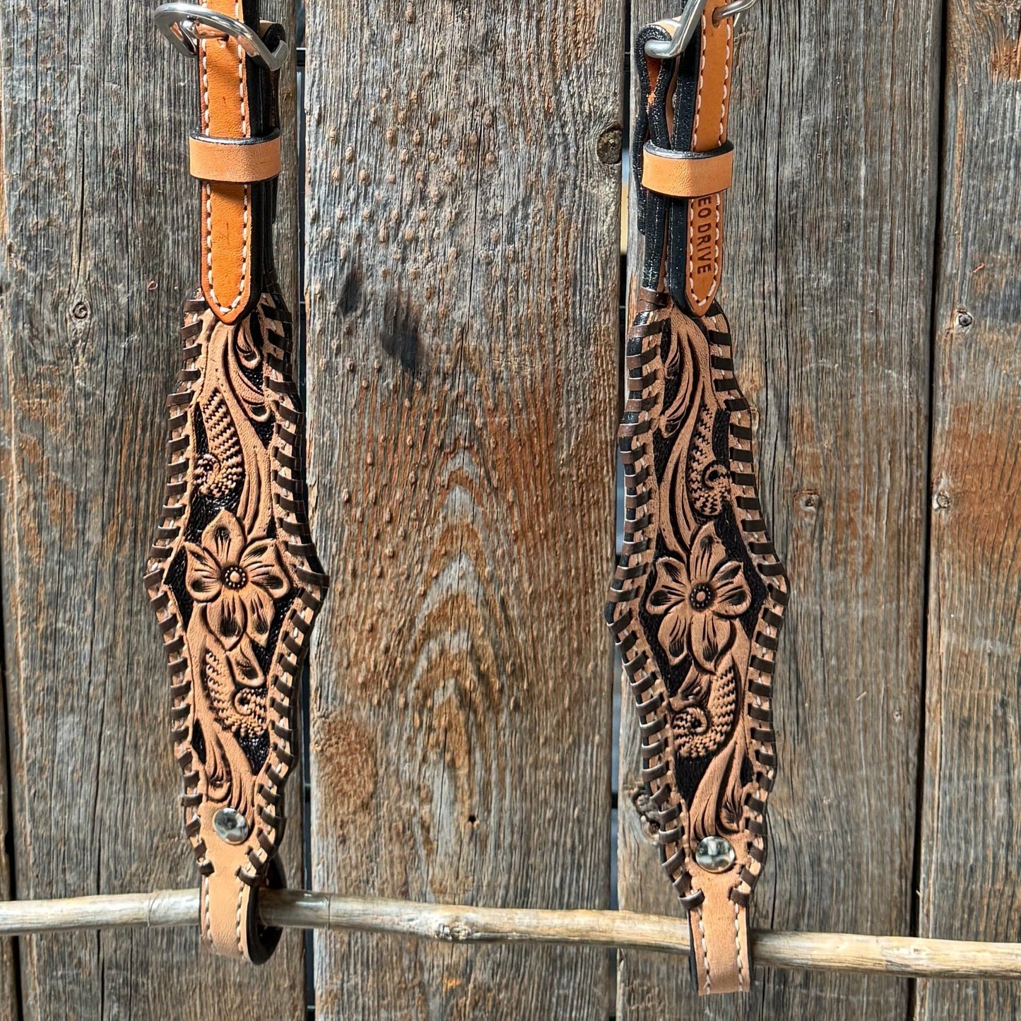 Light Oil Floral Whipstitch One Ear Headstall / Bridle #24387