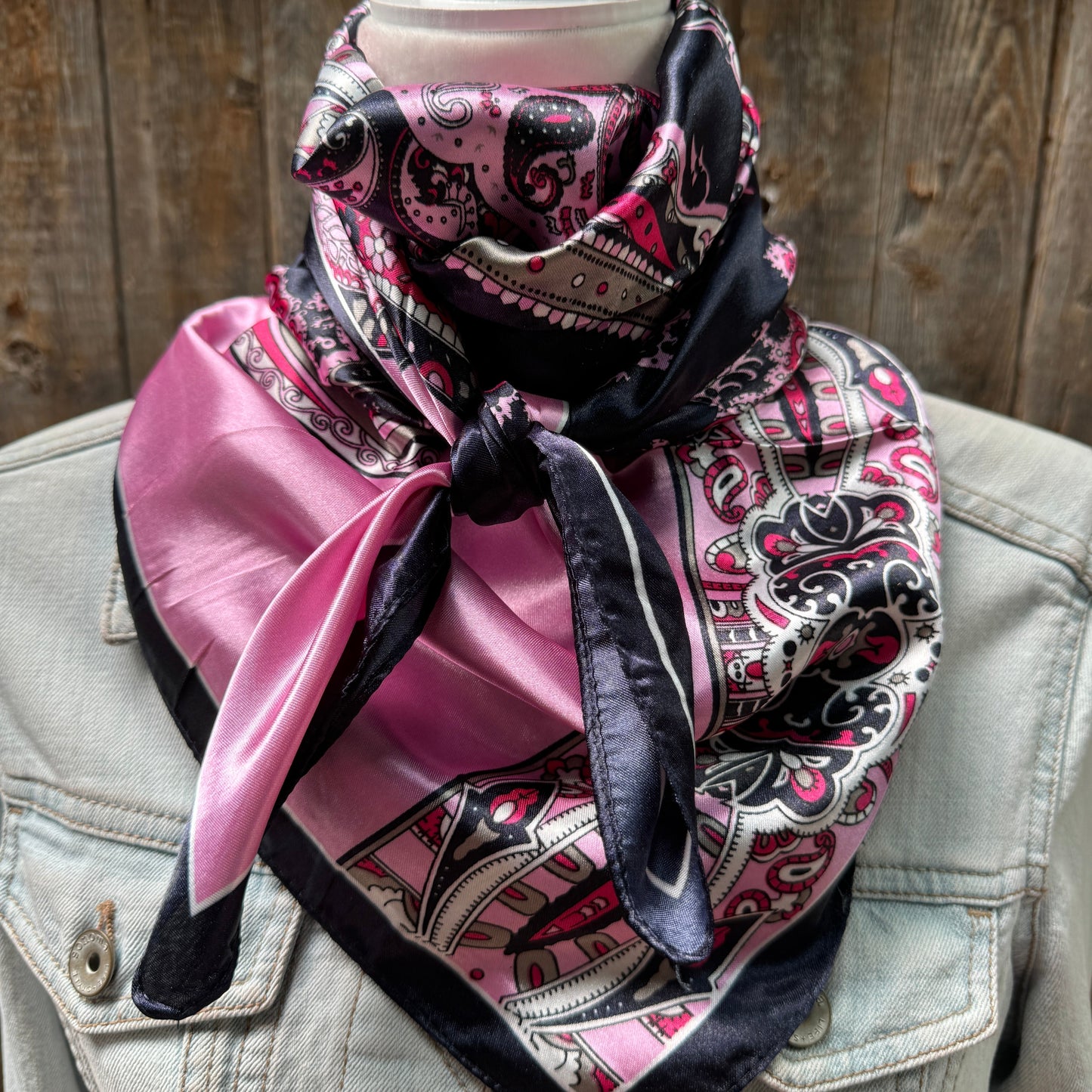 35X35" Pink and Black Wild Rag / Scarf WR1017