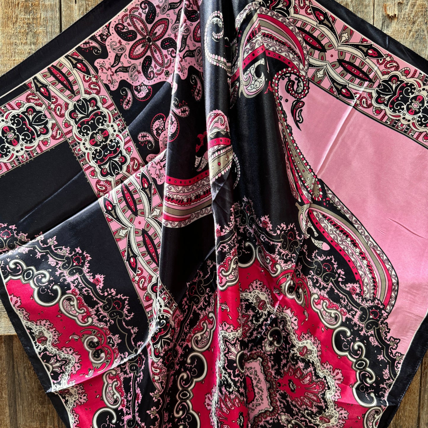 35X35" Pink and Black Wild Rag / Scarf WR1017