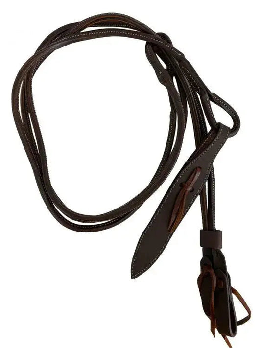 Oiled Harness Leather Romal Reins with Popper