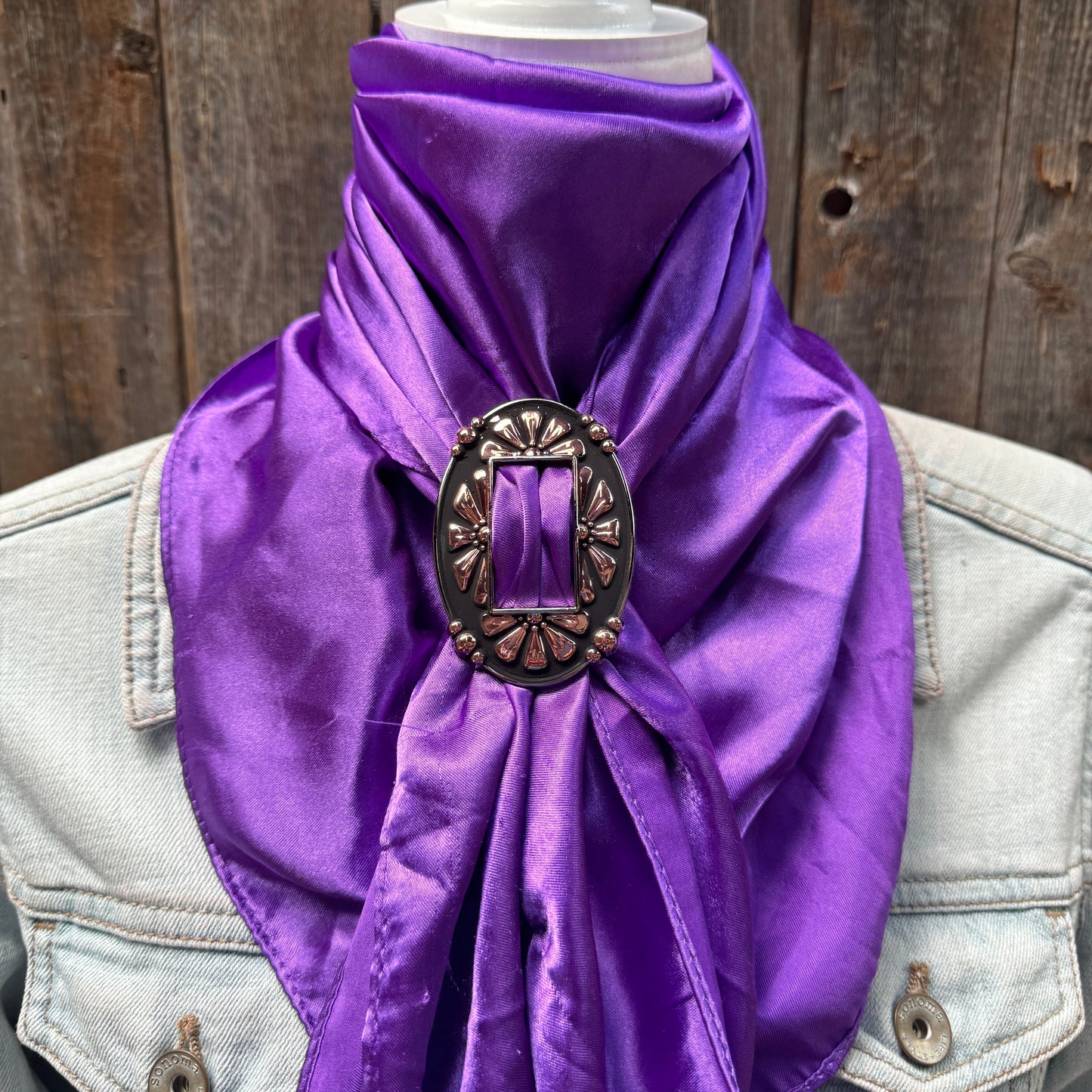 35X35" Solid Purple Wild Rag / Scarf WRS1 - Buckle Wild Rag Slides - Assorted