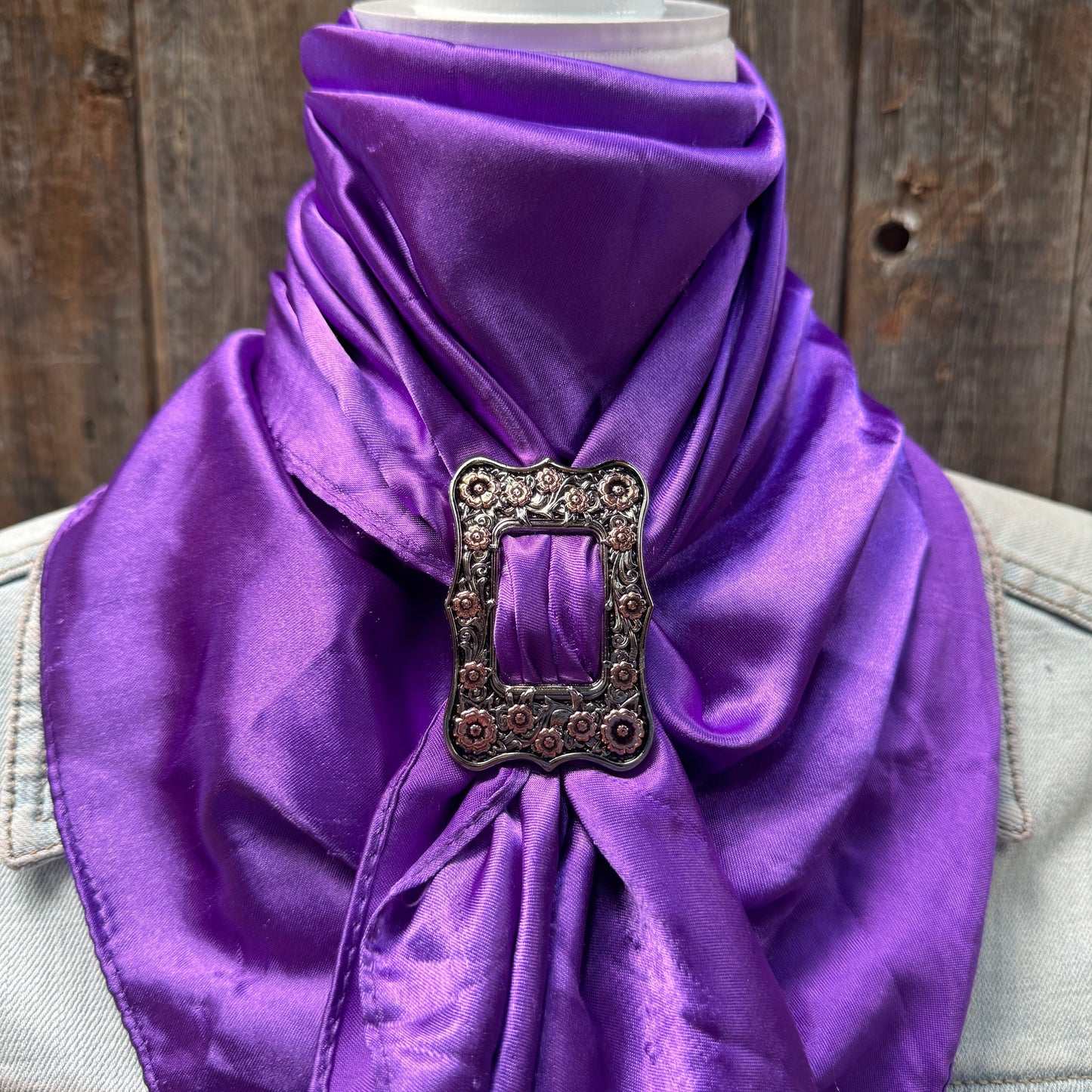 35X35" Solid Purple Wild Rag / Scarf WRS1 - Buckle Wild Rag Slides - Assorted