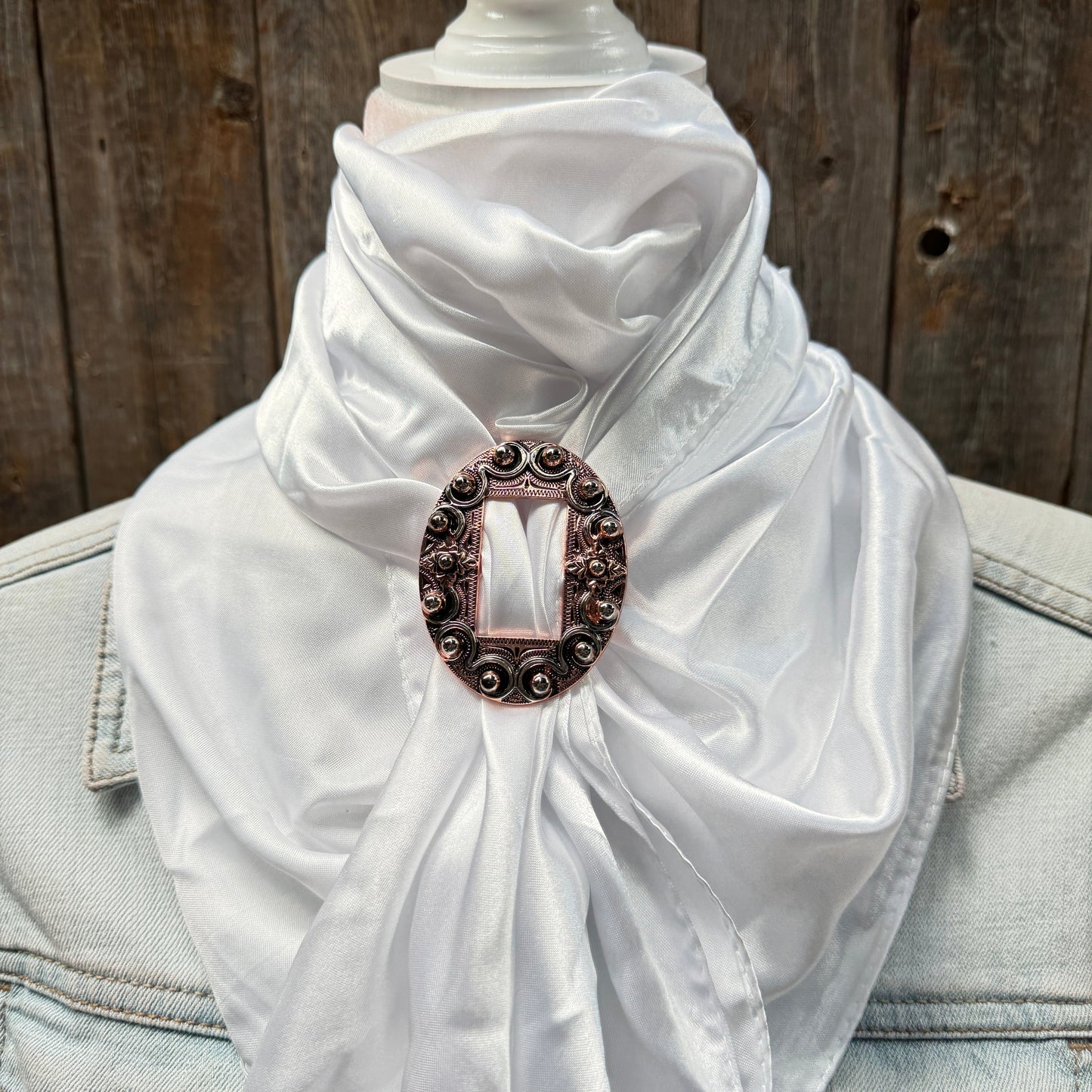 35X35" Solid White Wild Rag / Scarf WRS3 - Buckle Wild Rag Slides - Assorted