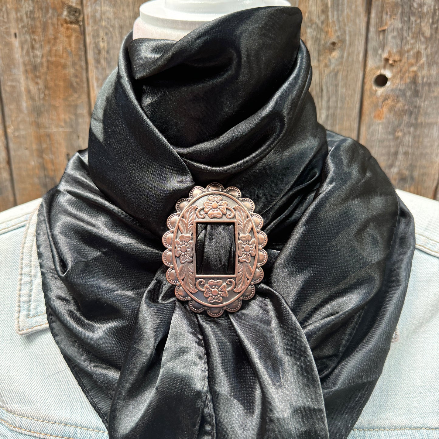 35X35" Solid Black Wild Rag / Scarf WRS4 - Buckle Wild Rag Slides - Assorted