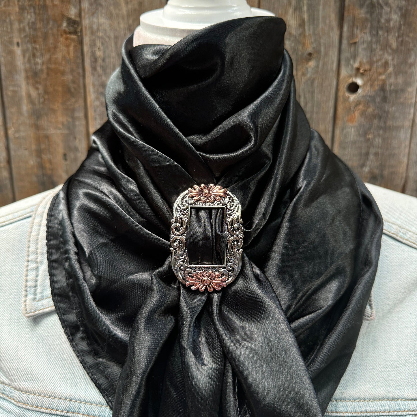 35X35" Solid Black Wild Rag / Scarf WRS4 - Buckle Wild Rag Slides - Assorted