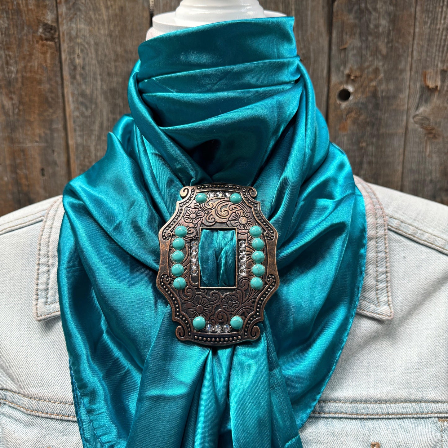 35X35" Solid Teal Wild Rag / Scarf WRS5 - Buckle Wild Rag Slides - Assorted