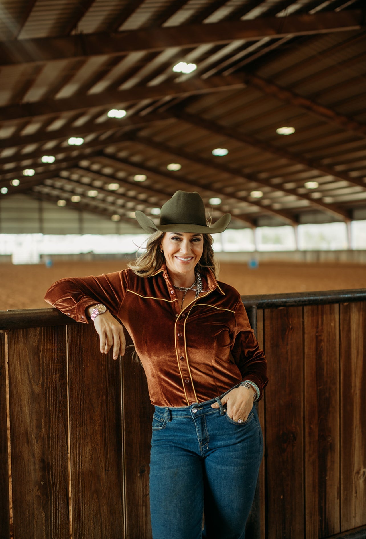 RUST VELVET PERFORMANCE RODEO SHIRT