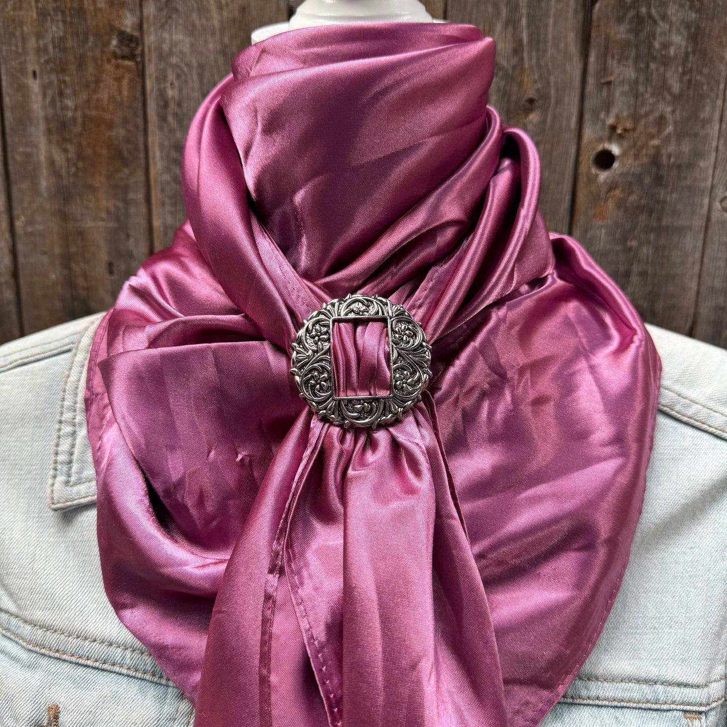 35X35" Solid Rose Wild Rag / Scarf WRS6 - Buckle Wild Rag Slides - Assorted