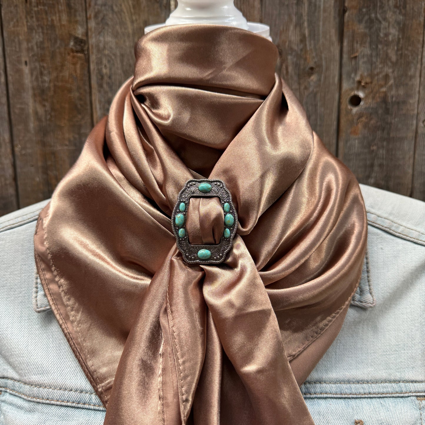 35X35" Solid Tan Wild Rag / Scarf WRS7 - Buckle Wild Rag Slides - Assorted