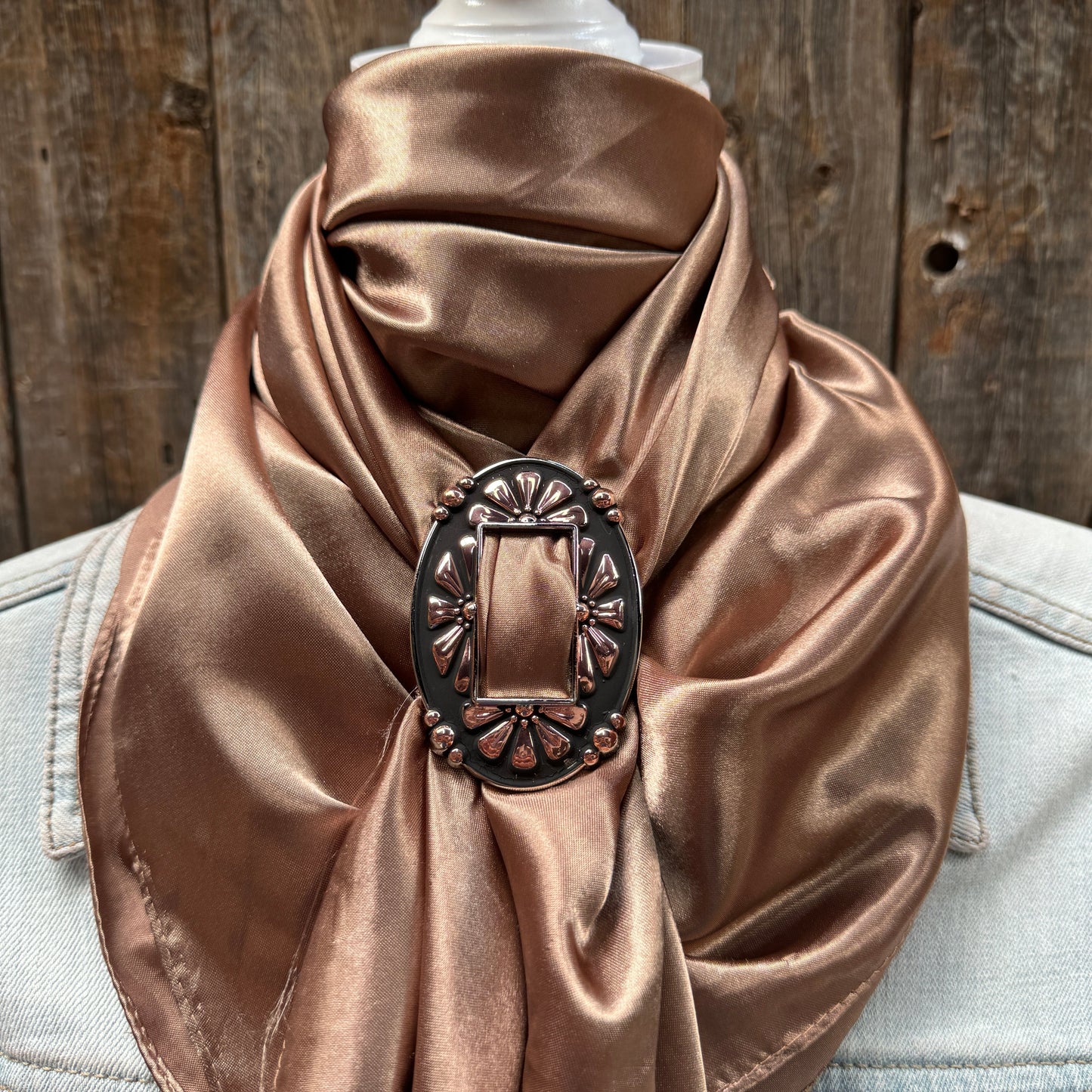 35X35" Solid Tan Wild Rag / Scarf WRS7 - Buckle Wild Rag Slides - Assorted