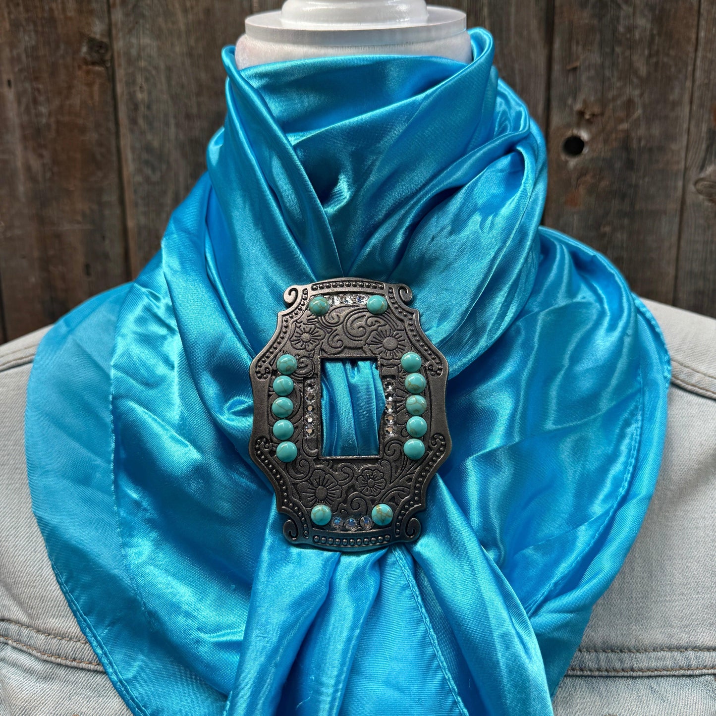 35X35" Solid Aqua Wild Rag / Scarf WRS8 - Buckle Wild Rag Slides - Assorted