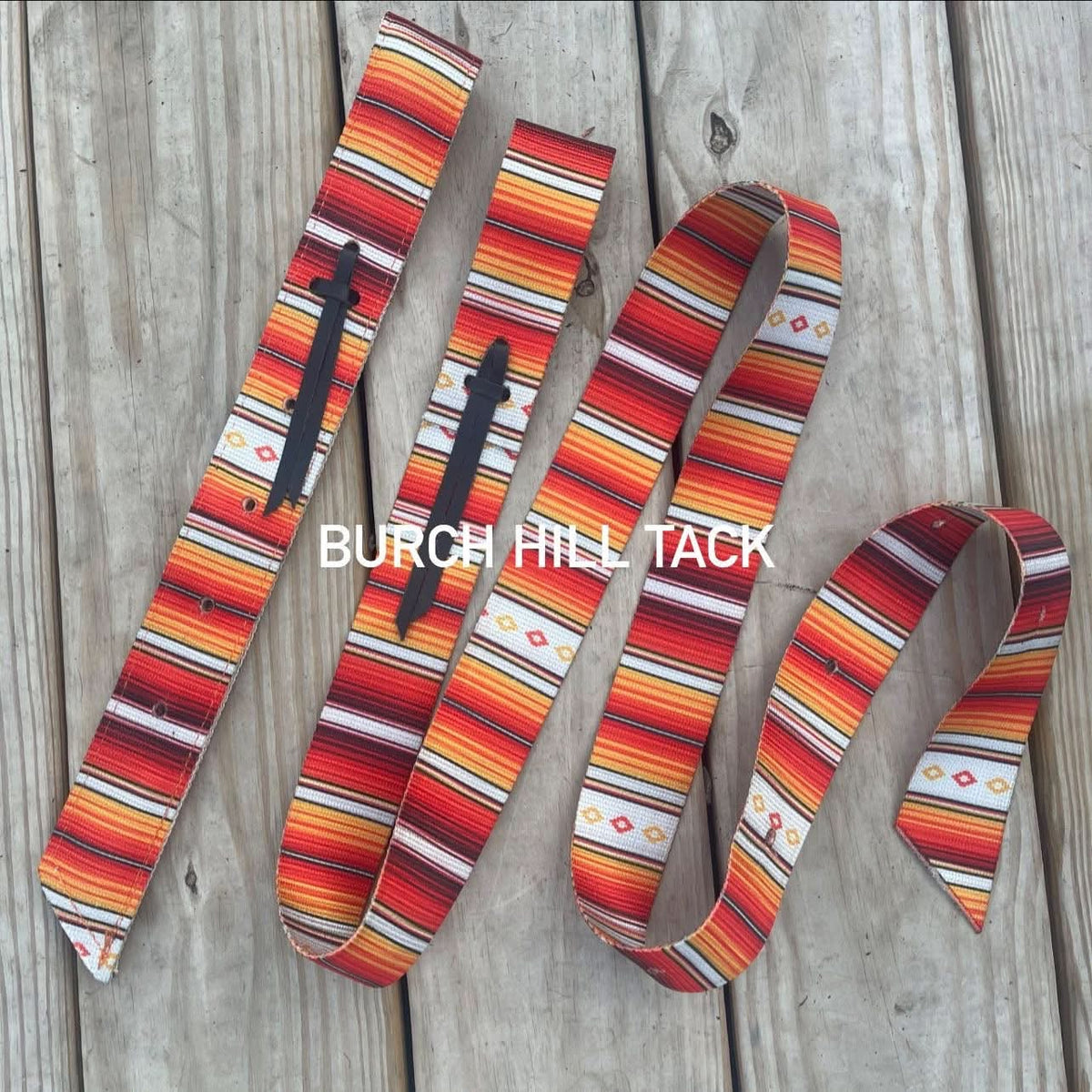 Latigo & Off Billet Set - Orange Stripe