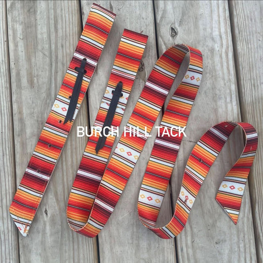 Latigo & Off Billet Set - Orange Stripe