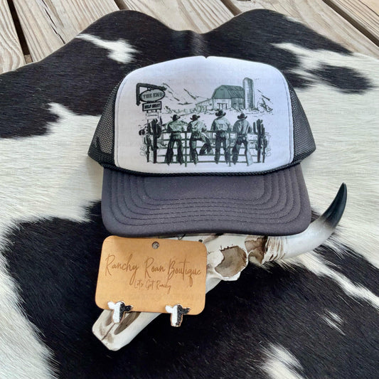 Cowboy Scene Western Foam Trucker Hat