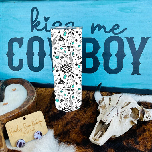 Boho Collage Vibes Western Skinny Tumbler