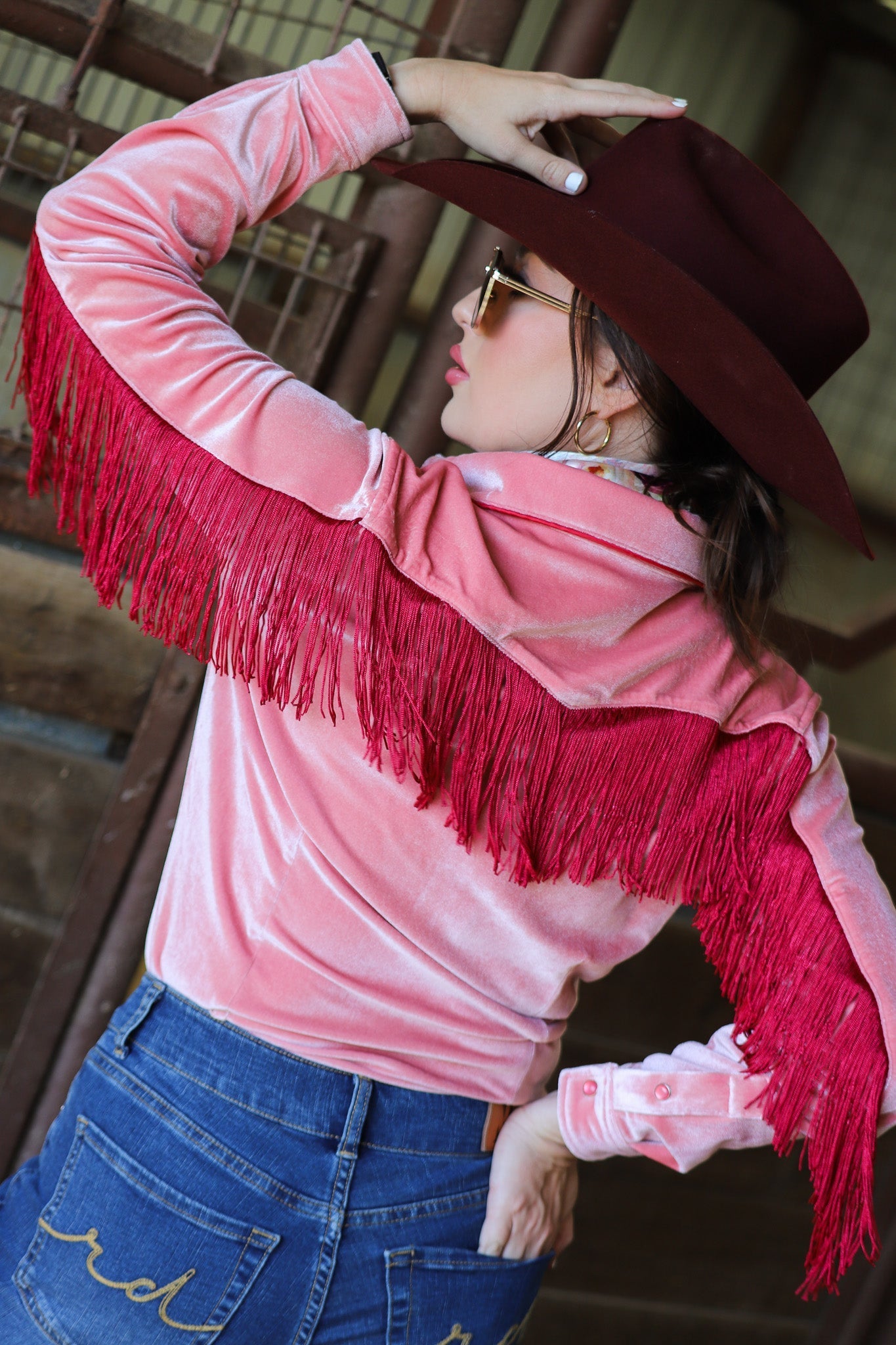 VALENTINA VELVET FRINGE PERFORMANCE RODEO SHIRT