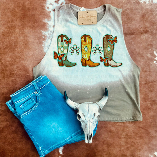 Vintage Boho Boots Western Crop