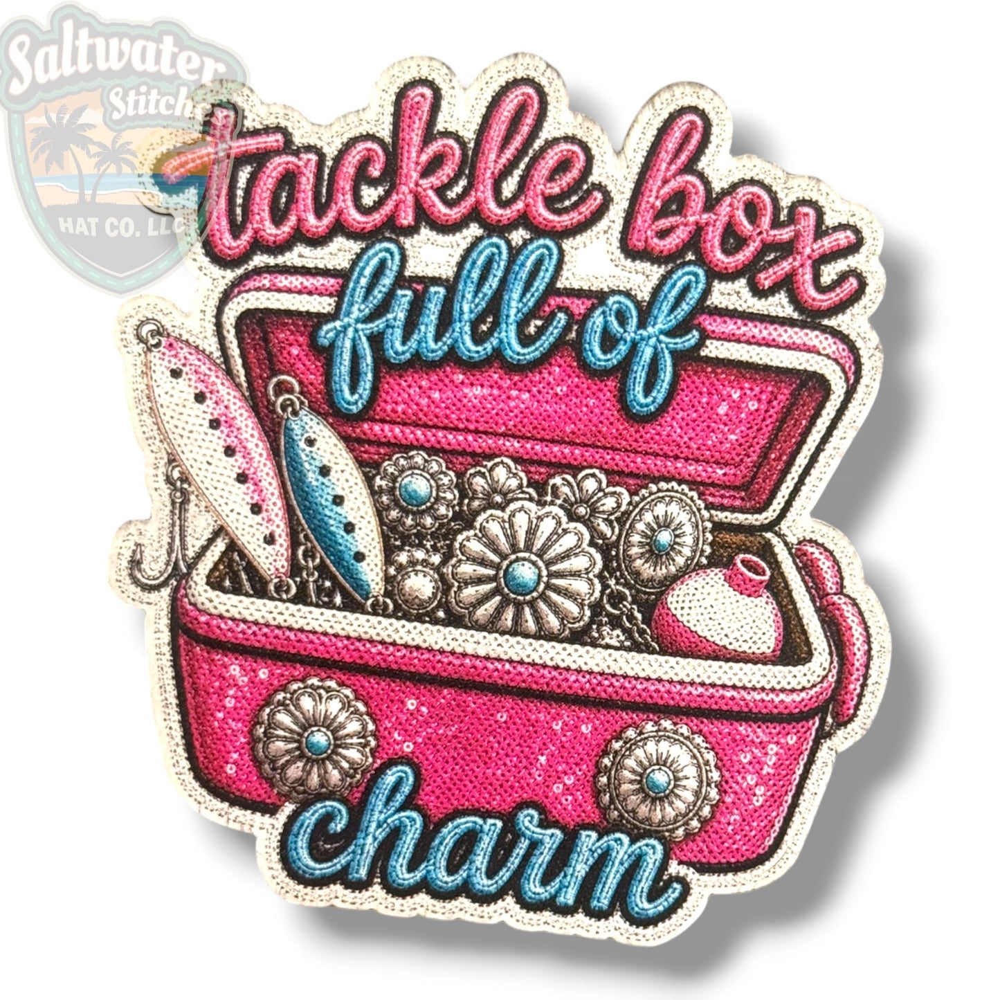 Tackle Box Full of Charm UV Printed Embroidery Look Patch