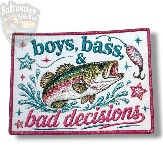 Boys, Bass & Bad Decisions UV Printed Embroidery Look Patch