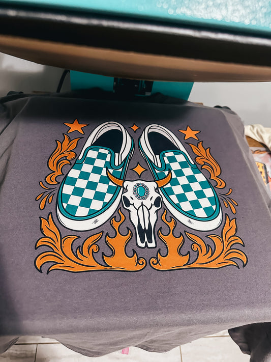 Turquoise Vans Graphic Tee