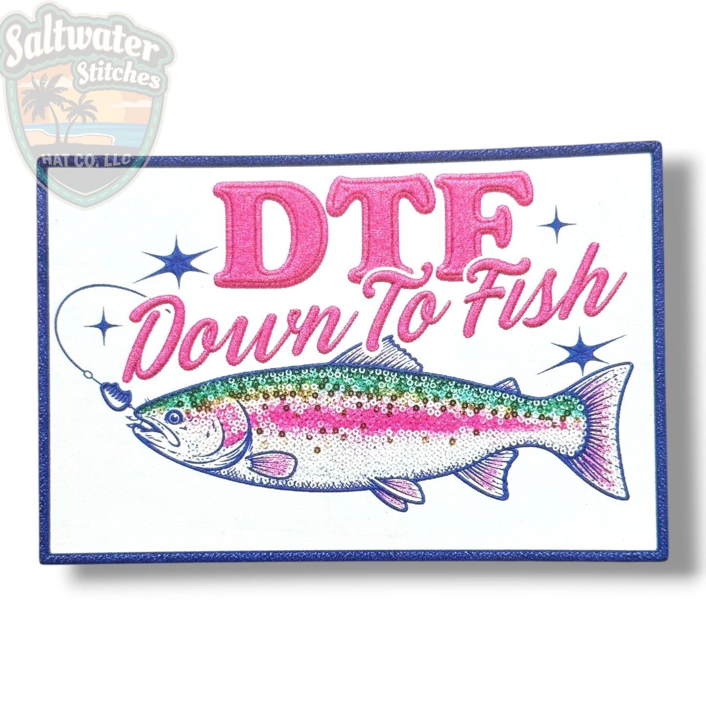 DTF Down To Fish UV Printed Embroidery Look Patch
