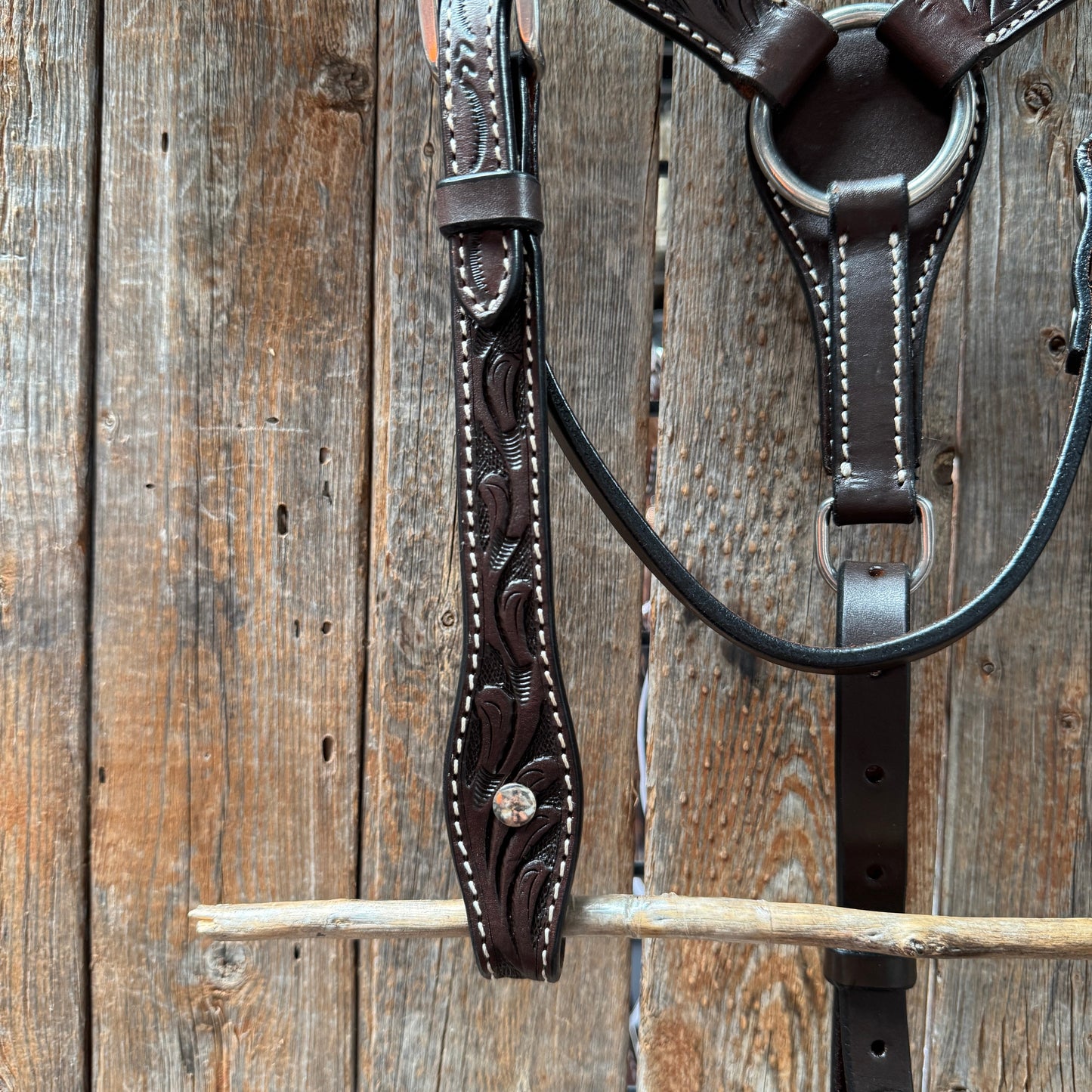 Floral Tooled Dark Oil Pony Tack Set #P5066DK