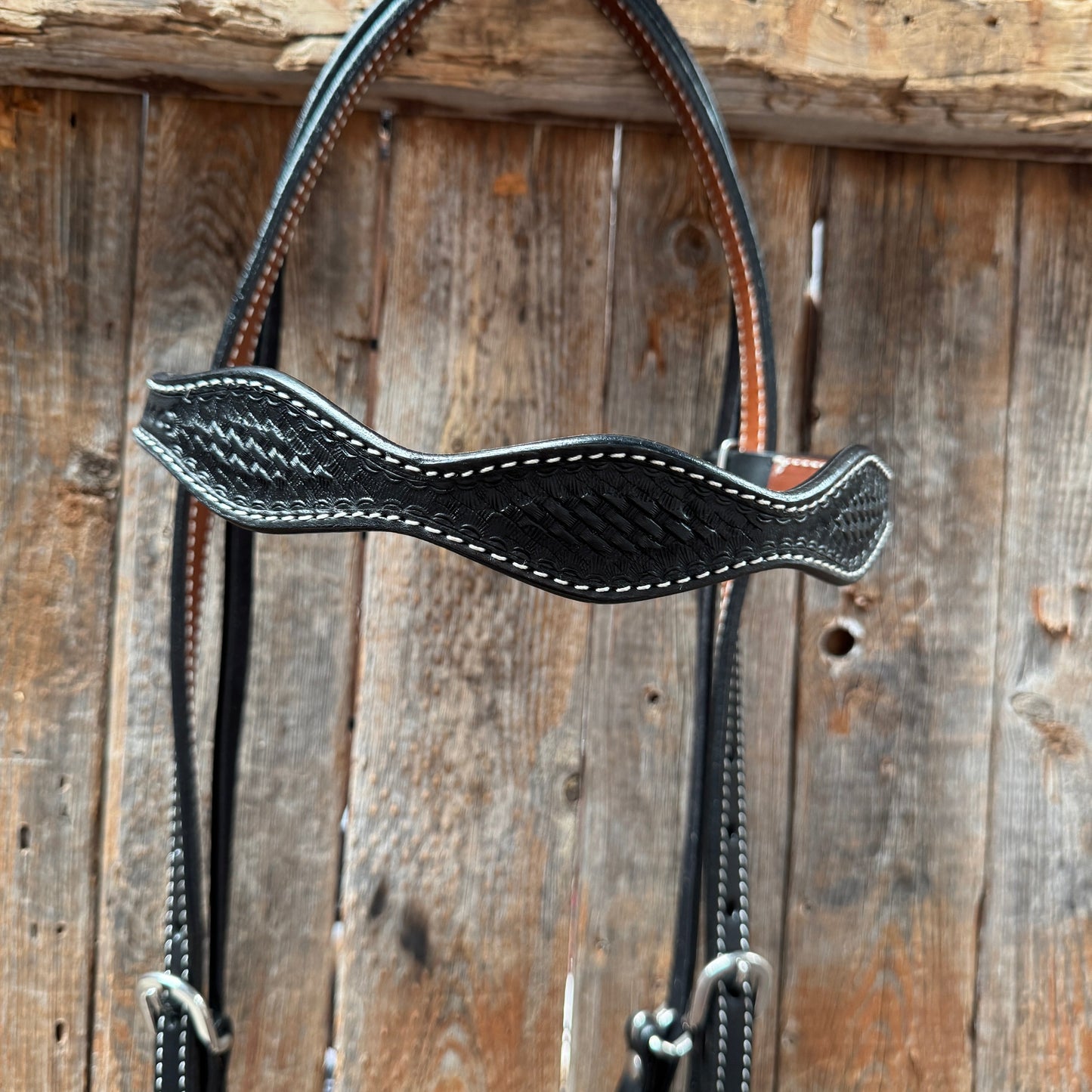 Basketweave Black Browband Draft Headstall / Bridle