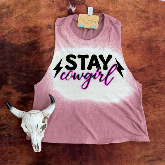 Stay Cowgirl Neon Western Graphic Crop Top