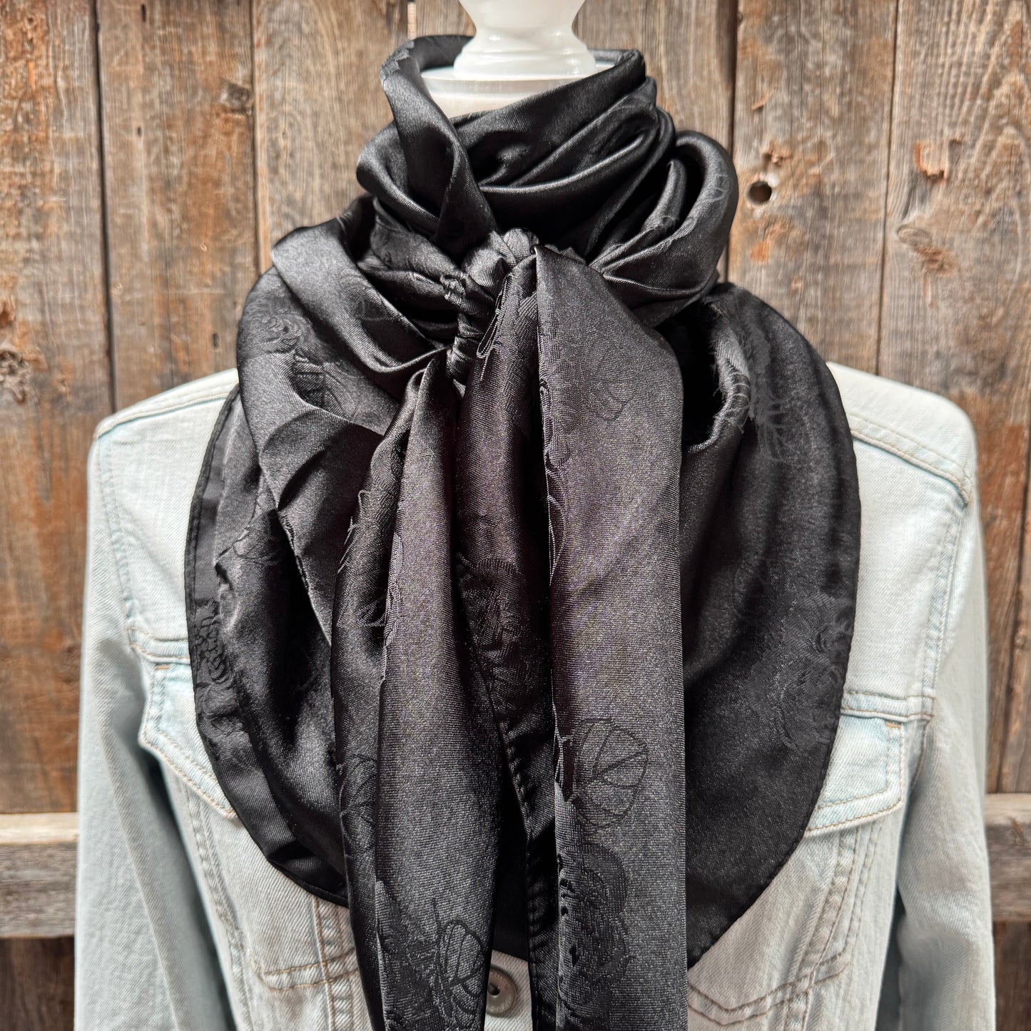 42X42"  Black Jacquard XL Wild Rag / Scarf WR3521
