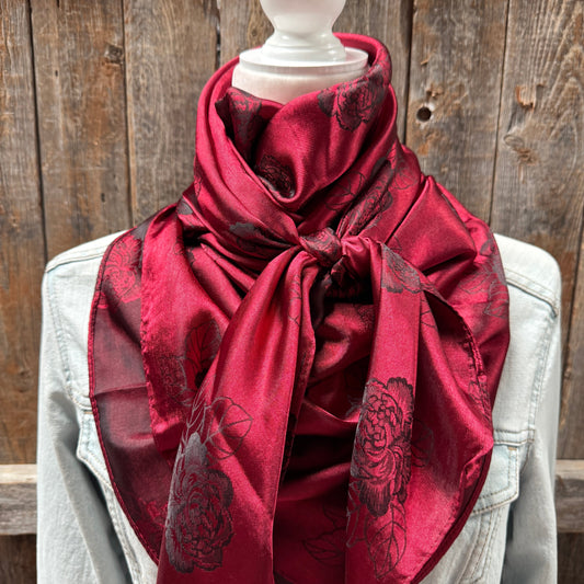 42X42"  Burgundy Jacquard XL Wild Rag / Scarf WR3520